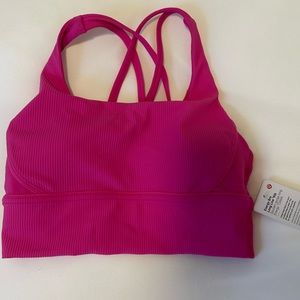Energy Bra long line ribbed size 6 Sonic Pink NWT